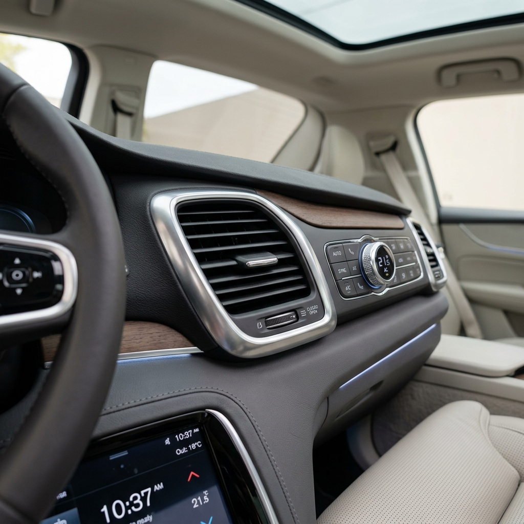 Ren och fräsch kupé med närbild på AC-ventiler